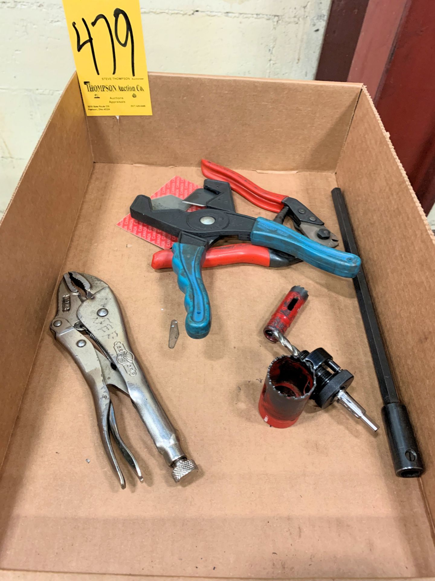 Lot-Various Hand Tools and Hole Saws in (1) Box