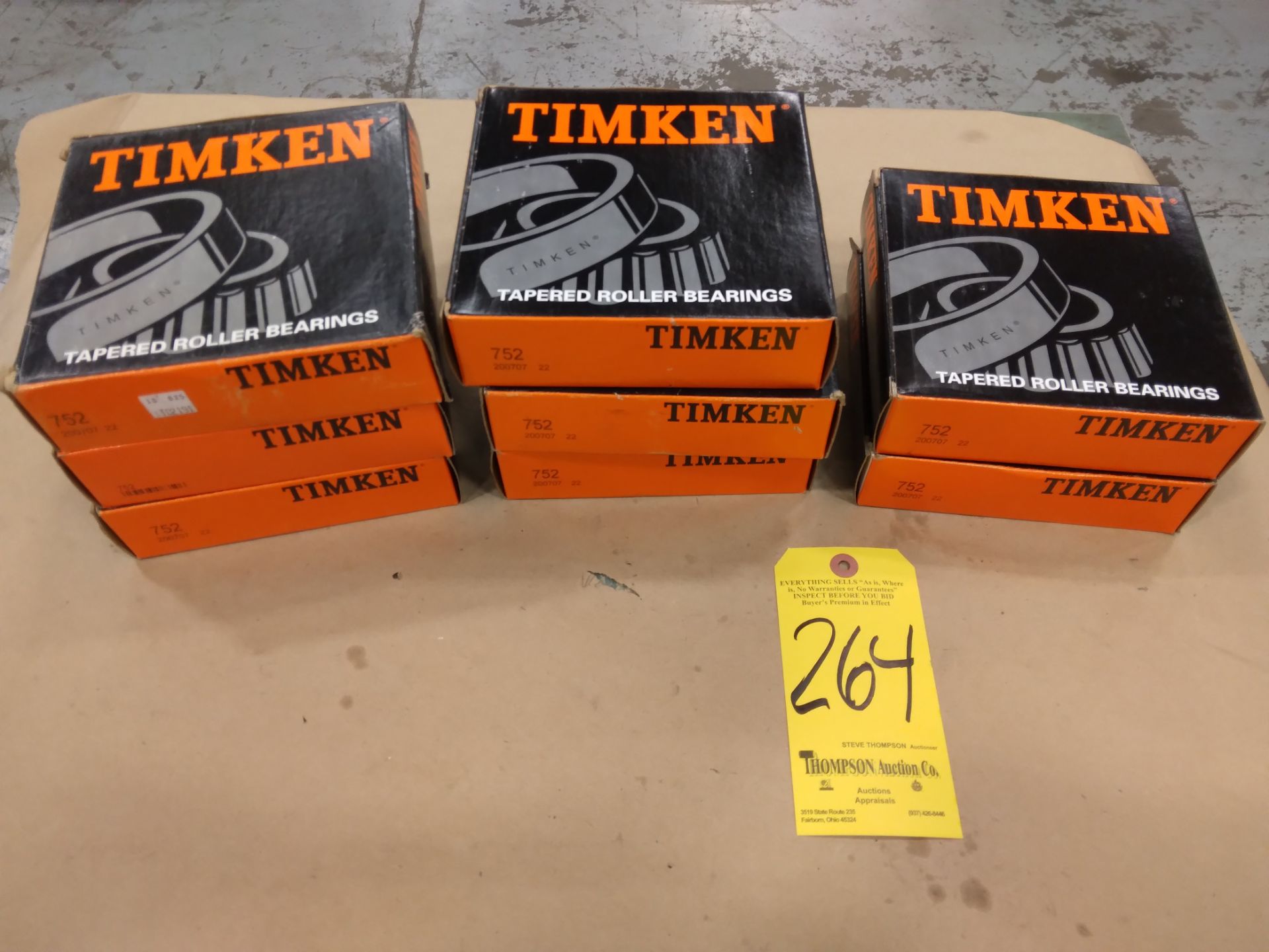(8) Timken Tapered Roller Bearings, #752-200707-22