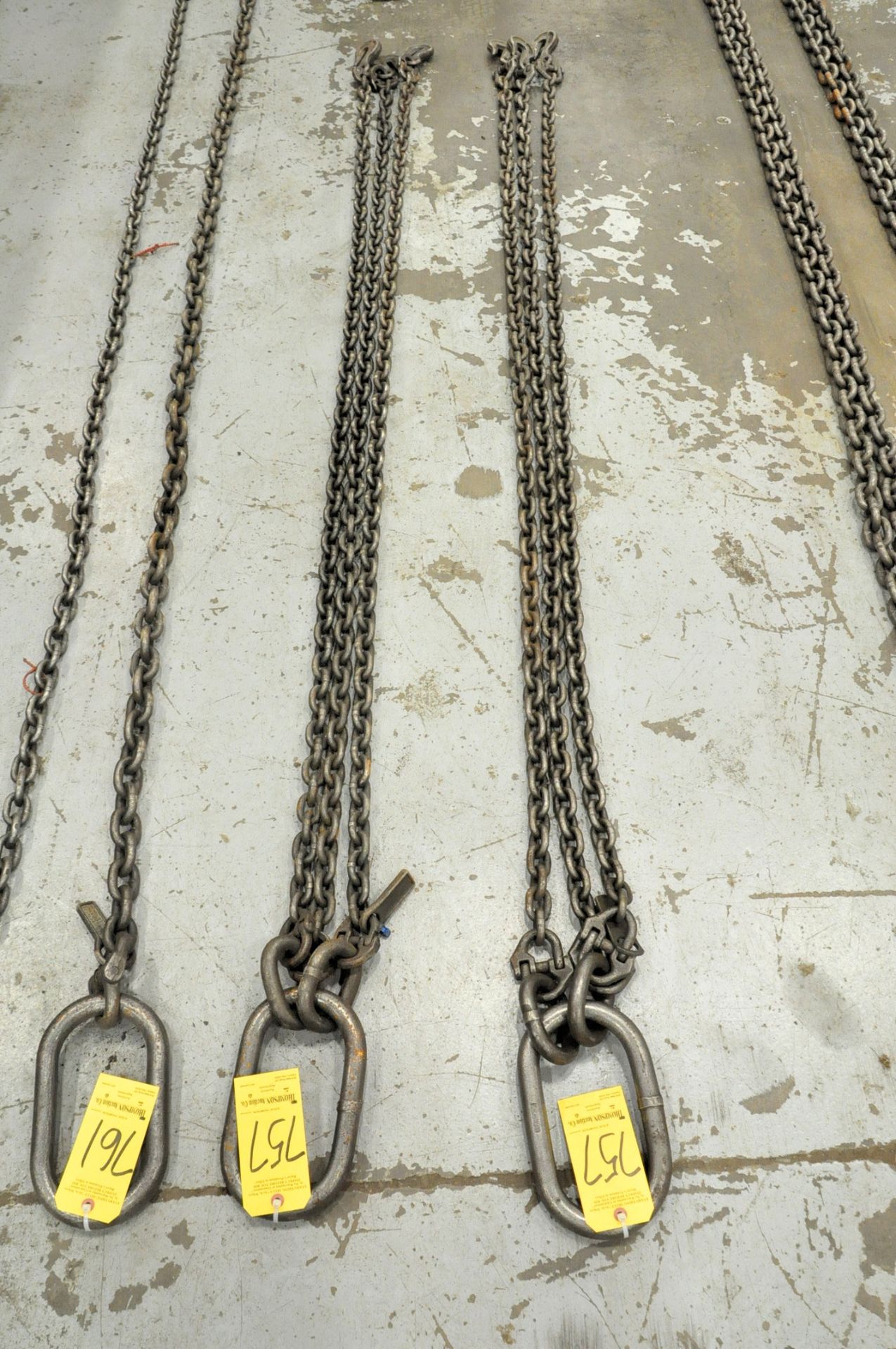 Pair 3/8" Link x 8' Long 3-Hook Chain Slings, Cert. Tag - Image 2 of 4