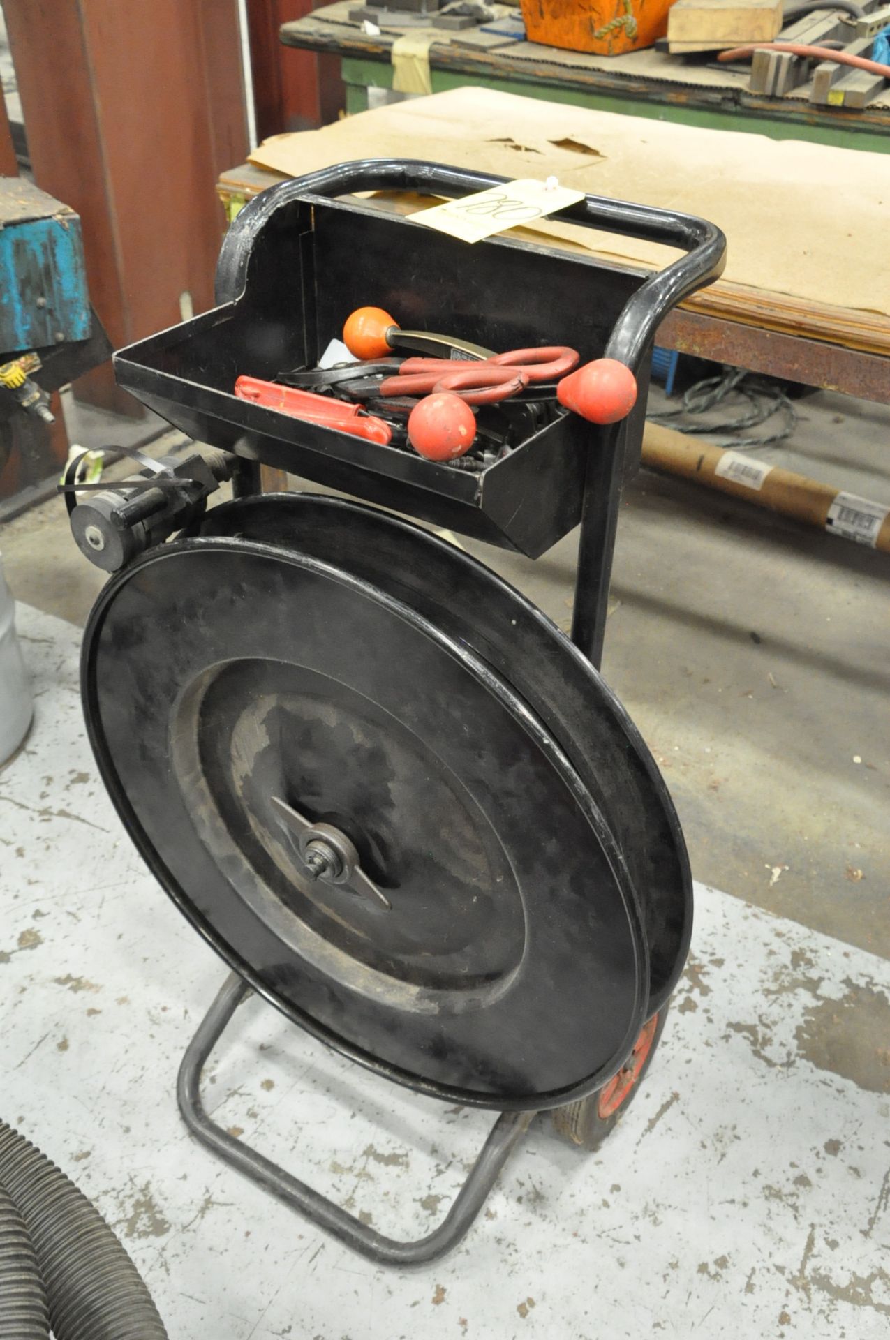 Lot-(1) 1/2" Steel Banding Cart with Banding, Tools and Clips, (1) 1 1/4" Steel Banding Cart with