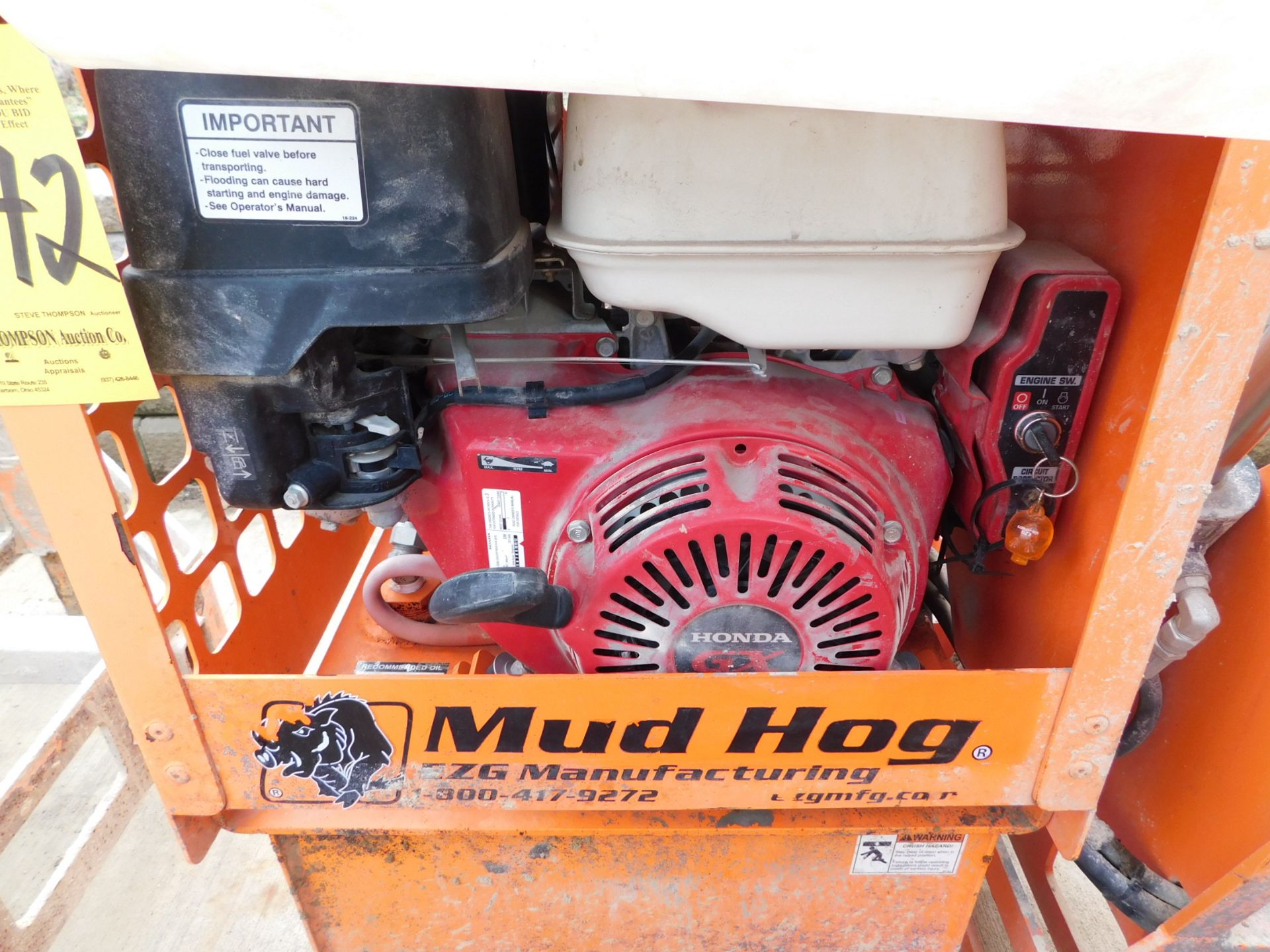 EZG MH-12 Mud Hog Mixer, 12 Cubic Feet, Hydraulic Dump, Honda GX390 Gas Engine, Electric Start, s/ - Image 4 of 6