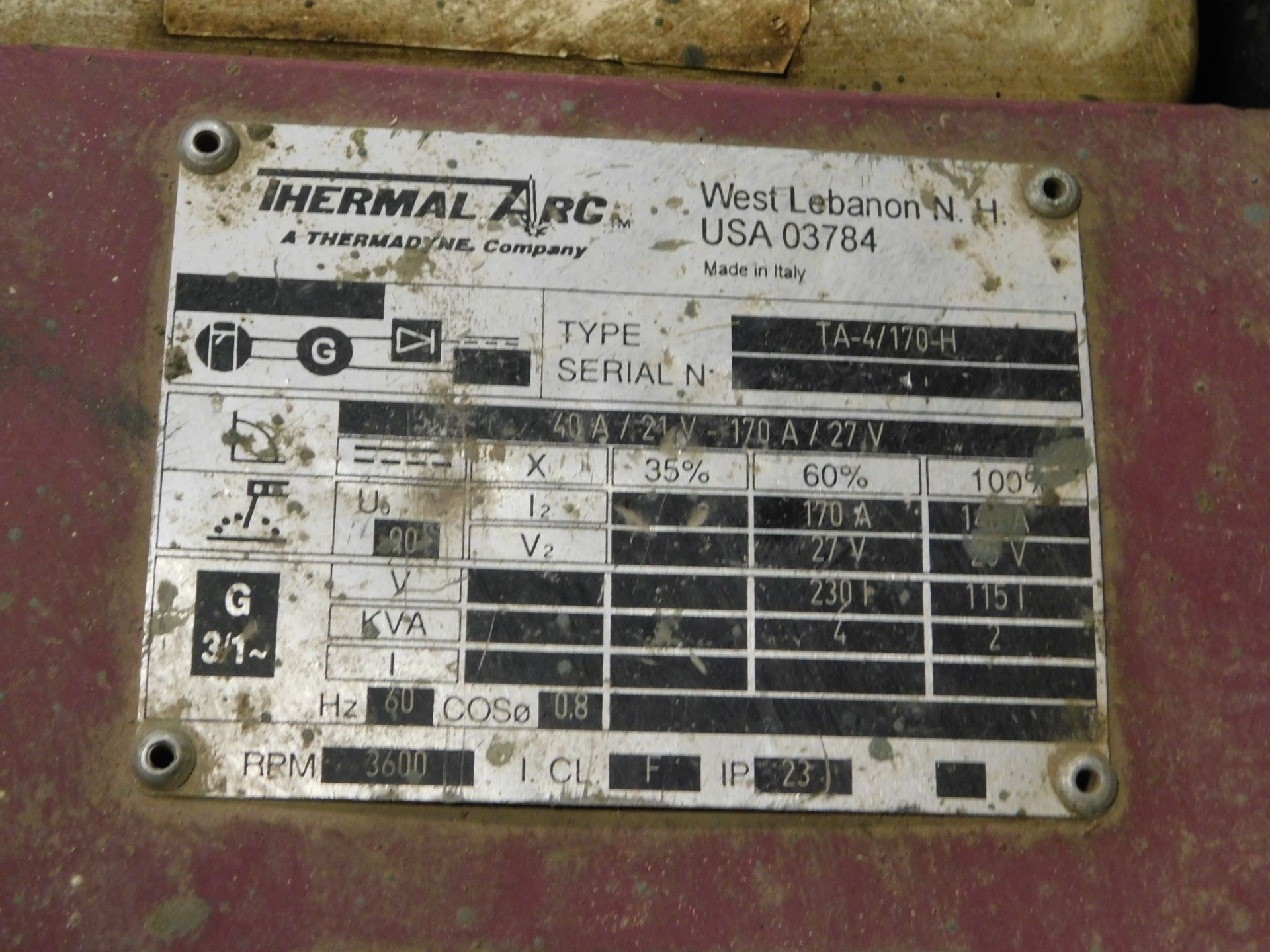 Thermal Arc DC-CC Welding Generator, Honda 9 HP Gas Engine, Model TA-4/170-H, Welding Leads, 625 - Image 4 of 5