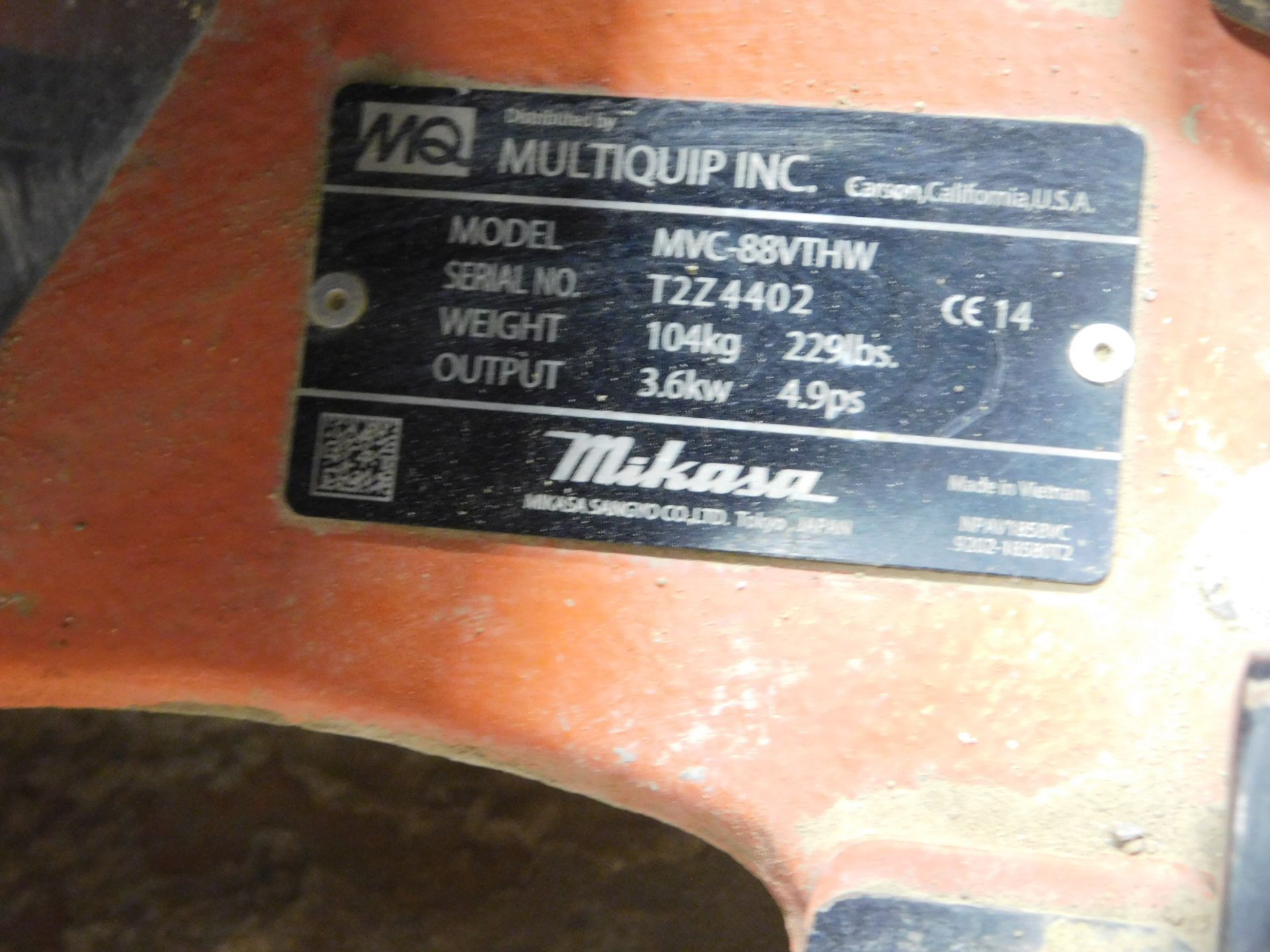 Mulitquip Model MVC-88VTHW Plate Compactor, Honda GX160 Gas Engine, s/n T2Z4402 - Image 4 of 4