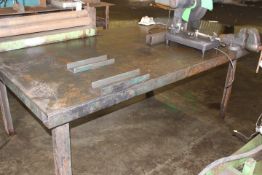 45" X 7' STEEL TABLE W/ WILTON 4.5" BENCH VISE, & SET OF 38" MANUAL PYRAMID ROLLS