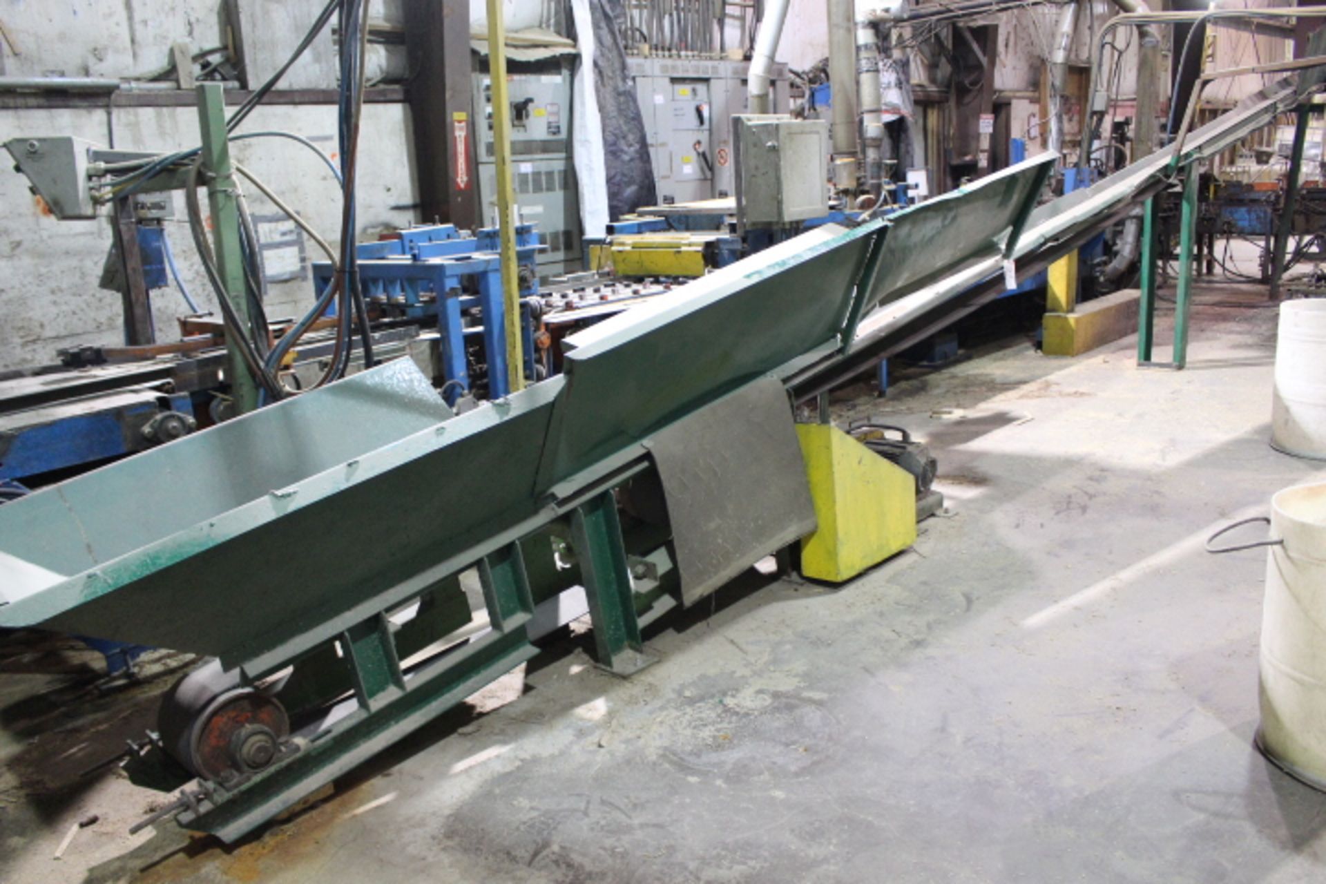 7.5" X 50' INCLINE BELT BLOCK REJECT CONVEYOR W/ MOTOR & REDUCER