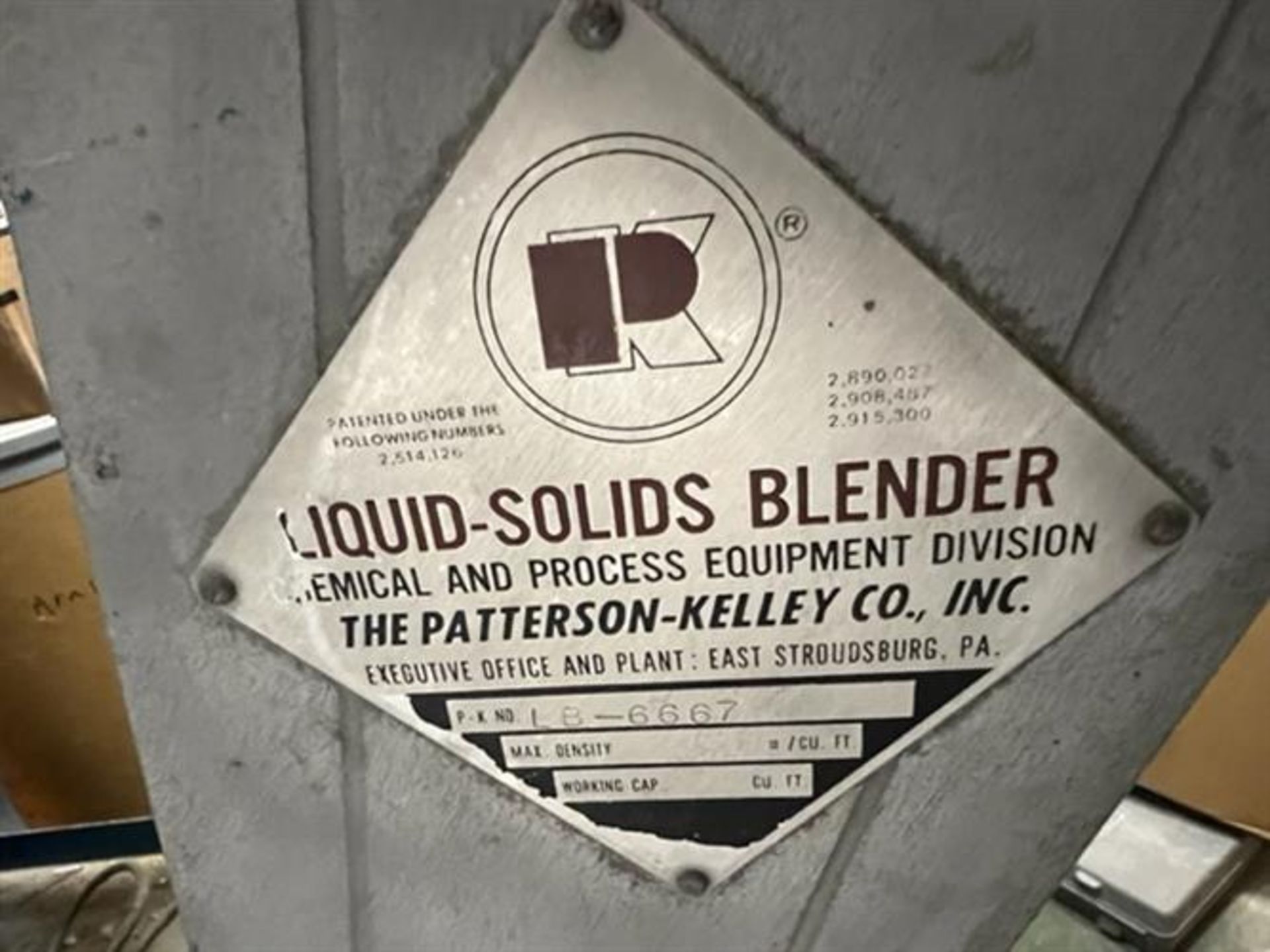 Patterson Kelley 8 qt V-blender with plastic shell with intensifier bar - Serial#LB-6667 Rigging - Image 2 of 2