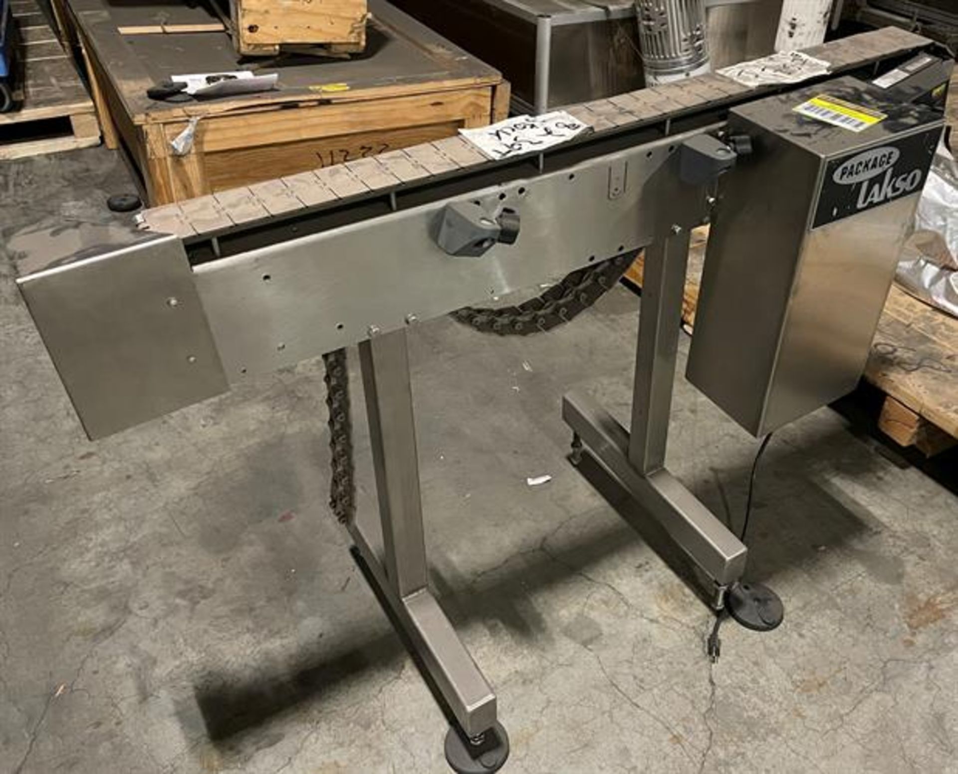 Lakso 4-ft Long Stainless Steel Conveyor - 3.25" wide x 4-ft long plastic flat top chain - Image 2 of 4