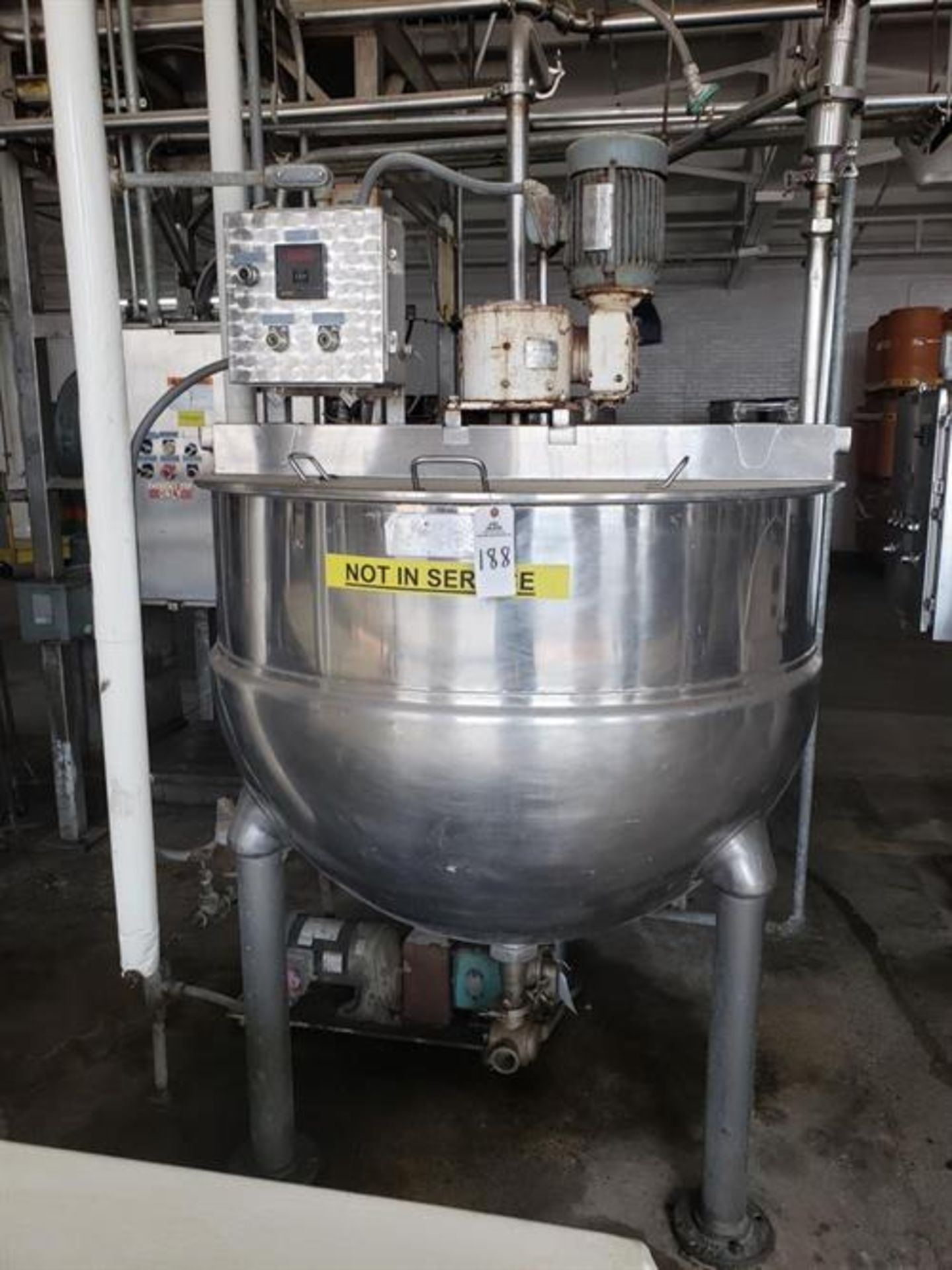 Groen RA-200 200 Gallon SS Single Action Cooking & Mixing Kettle - Single action agitator (missing