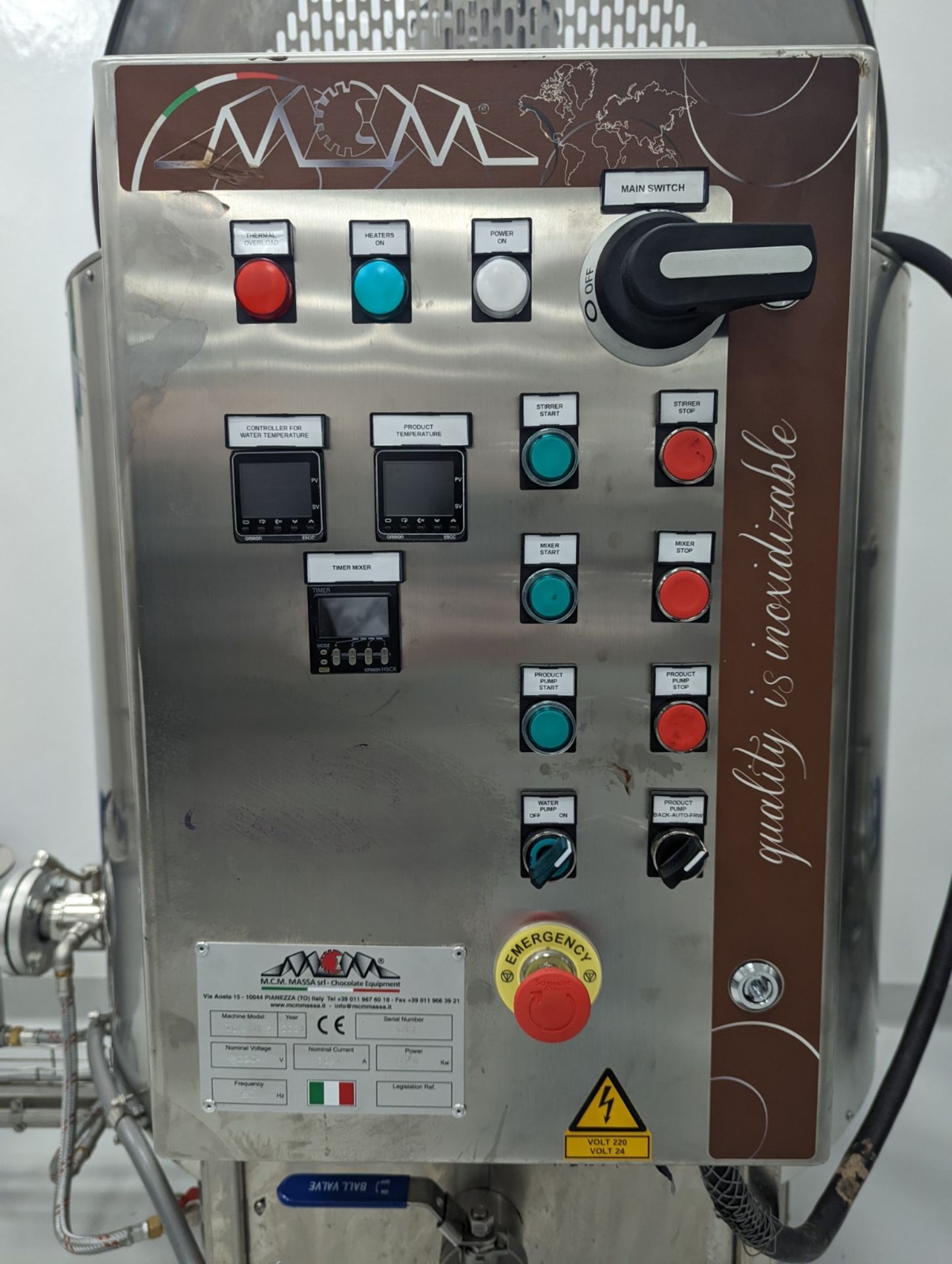 Massa Model TCX5Mix stainless steel 500kg chocolate melter serial number 8077 (Built New in 2021) - Image 2 of 7