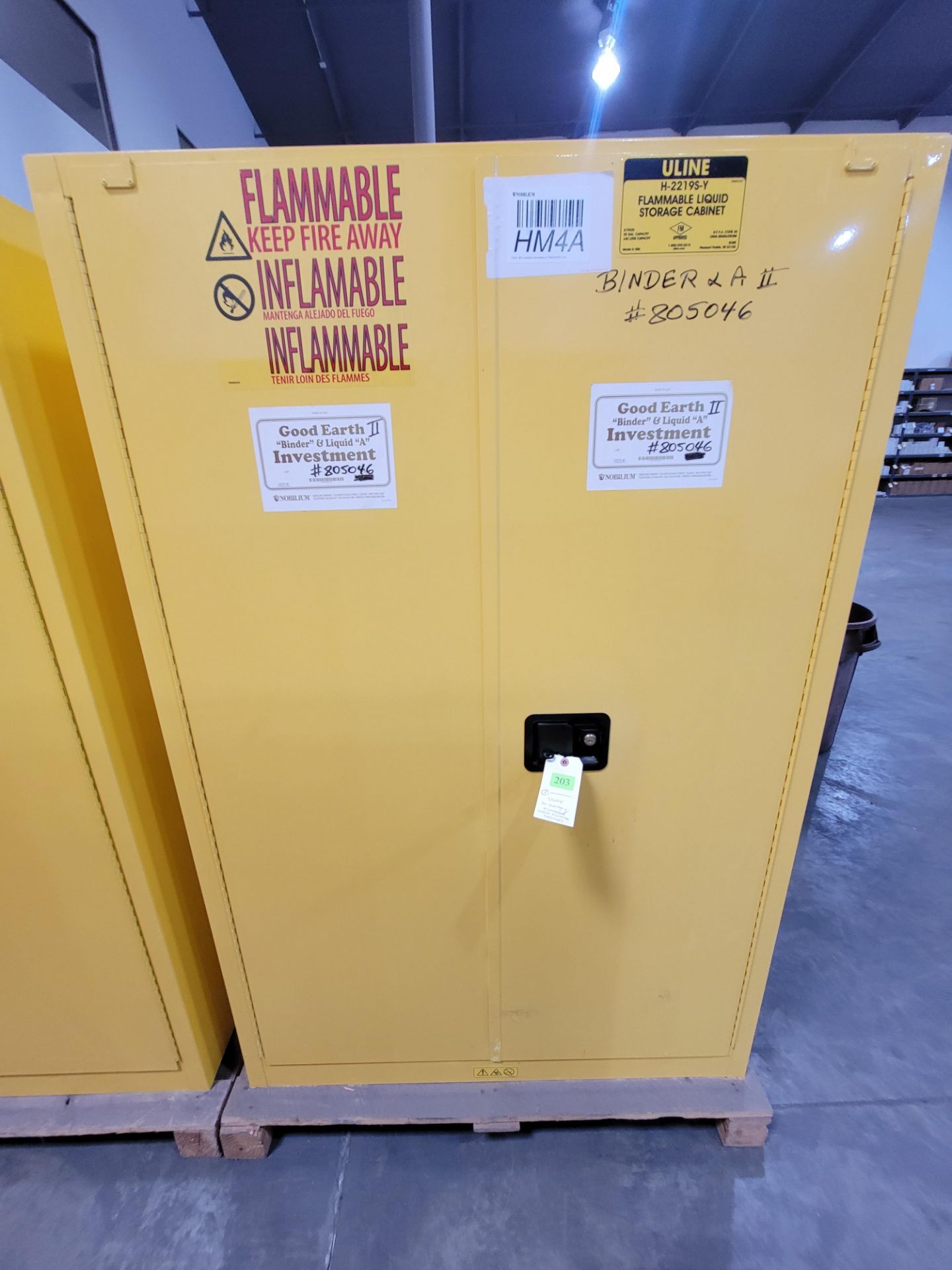 ULINE H-2219S-Y FLAMMABLE LIQUID STORAGE CABINET