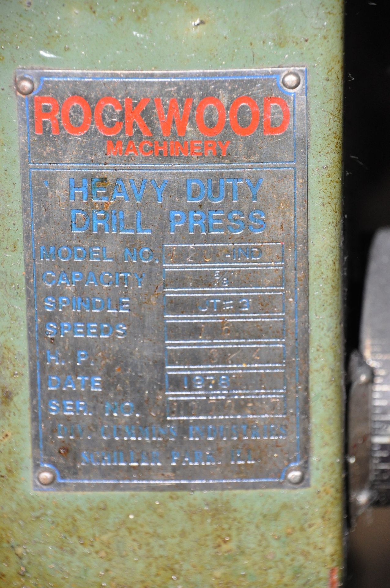 Rockwood Model 120A, 12" Variable Speed Bench Top Drill Press - Image 3 of 3