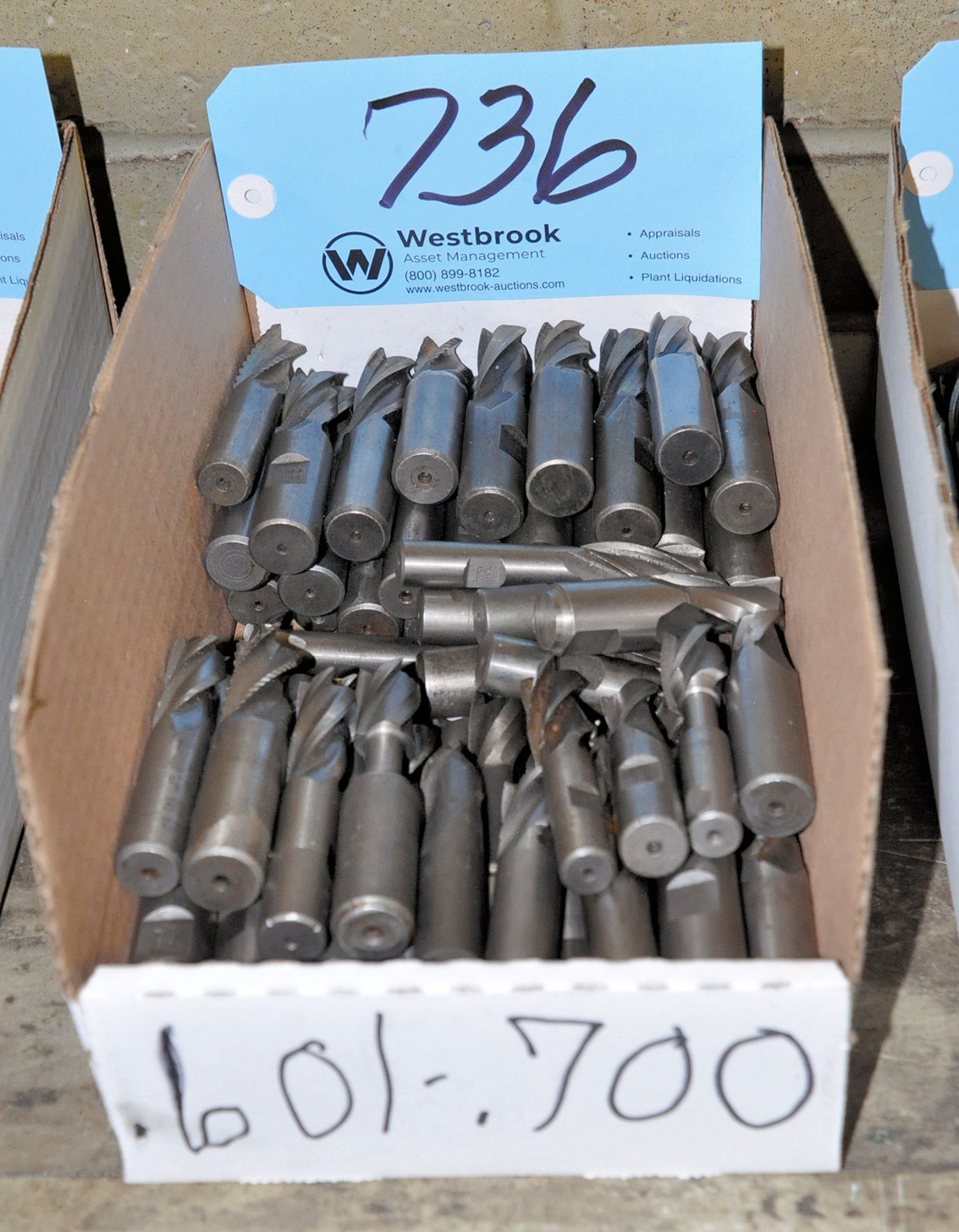 Lot- .601 - .700 Single End Mills in (1) Box