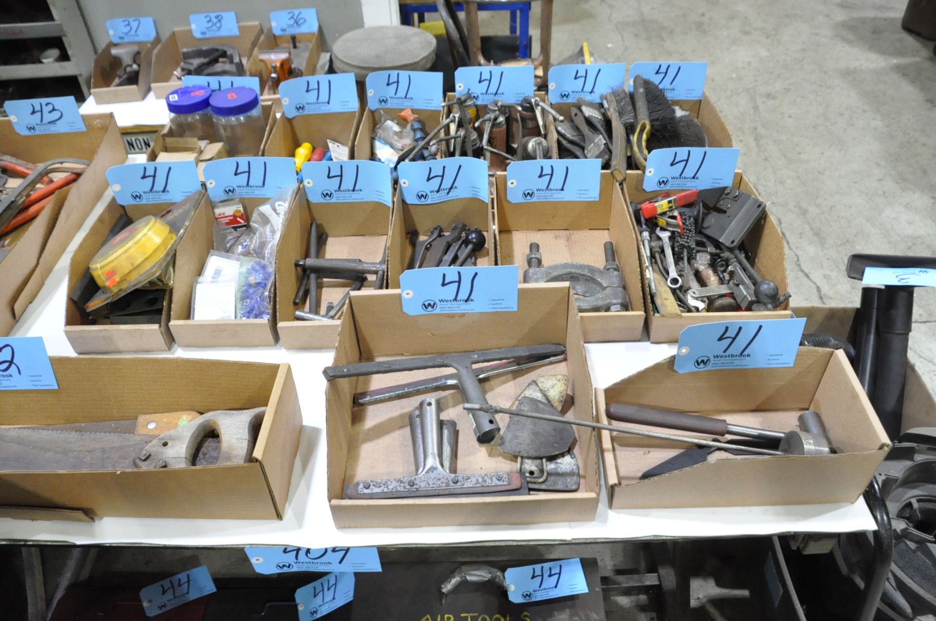 Lot-Squeegees, Brushes, Oil Squirt Cans, Machine Handles, Electric Connectors, Smoke Detector, Etc.