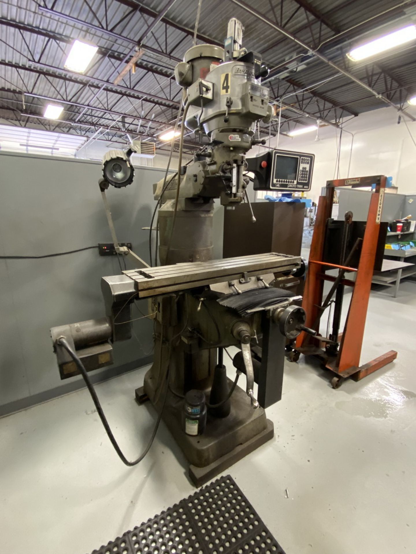 Bridgeport 2-Axis CNC Vertical Mill, Proto Trak MX 2 Control, 9'' x 42'' Table (Control Issue) - Image 4 of 13