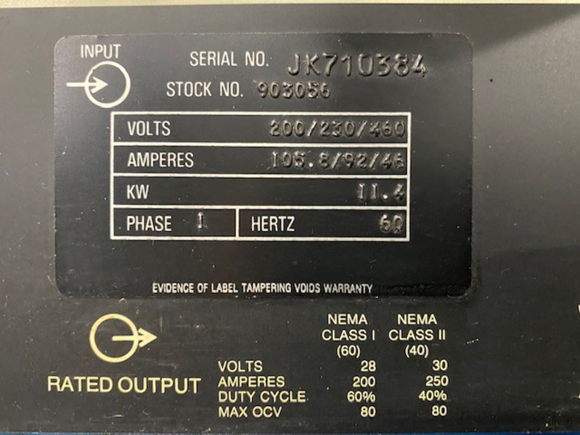 Miller Model Syncrowave 250 Welder, Rated Input 200/230/460, 100.8/92/46 Amps, 11.4, 1 Phase, 60 Hz - Image 8 of 8