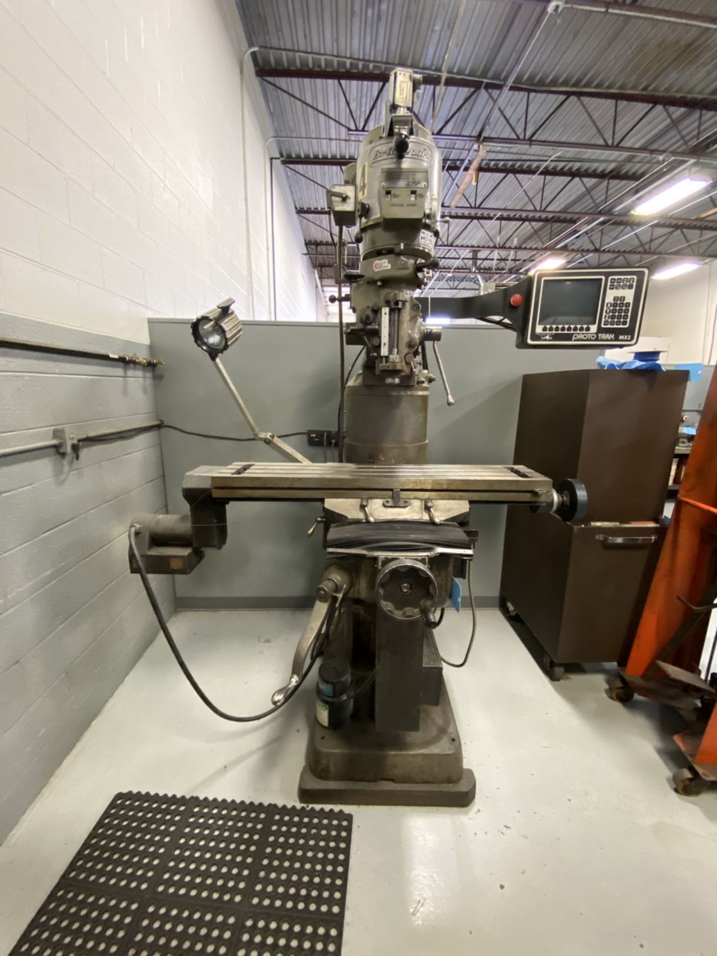 Bridgeport 2-Axis CNC Vertical Mill, Proto Trak MX 2 Control, 9'' x 42'' Table (Control Issue) - Image 3 of 13