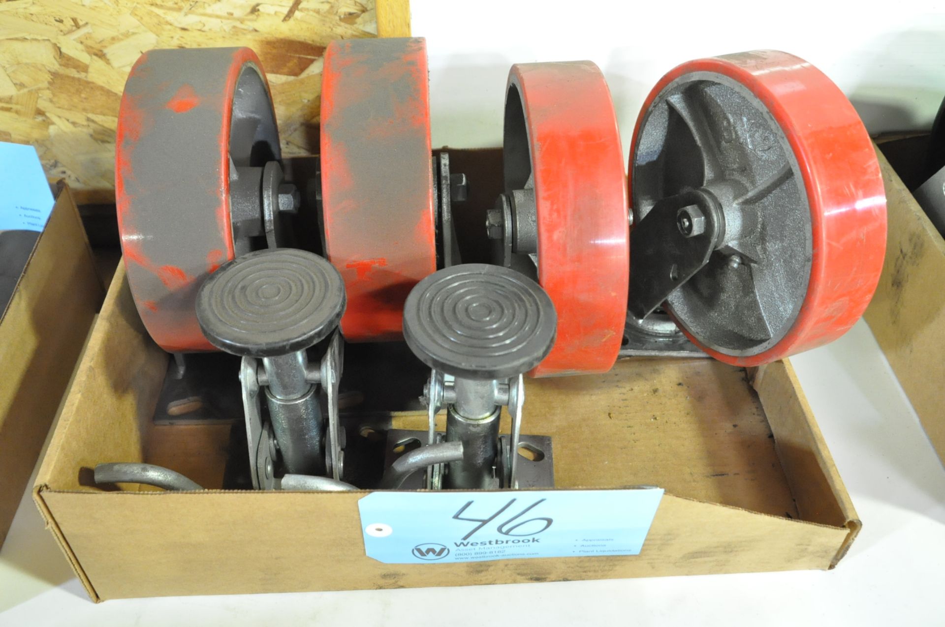 Lot-(4) 8" Caster Wheels with (2) Stops in (1) Box