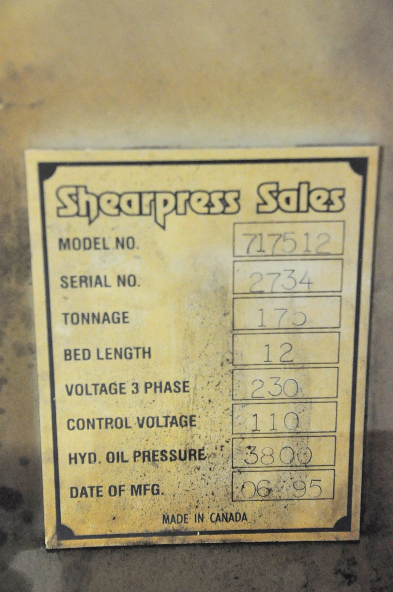 ACCURPRESS MODEL 717512 12' 175-Ton, 2-Axis CNC Hydraulic Press Brake with 4-Way Die - Image 6 of 6