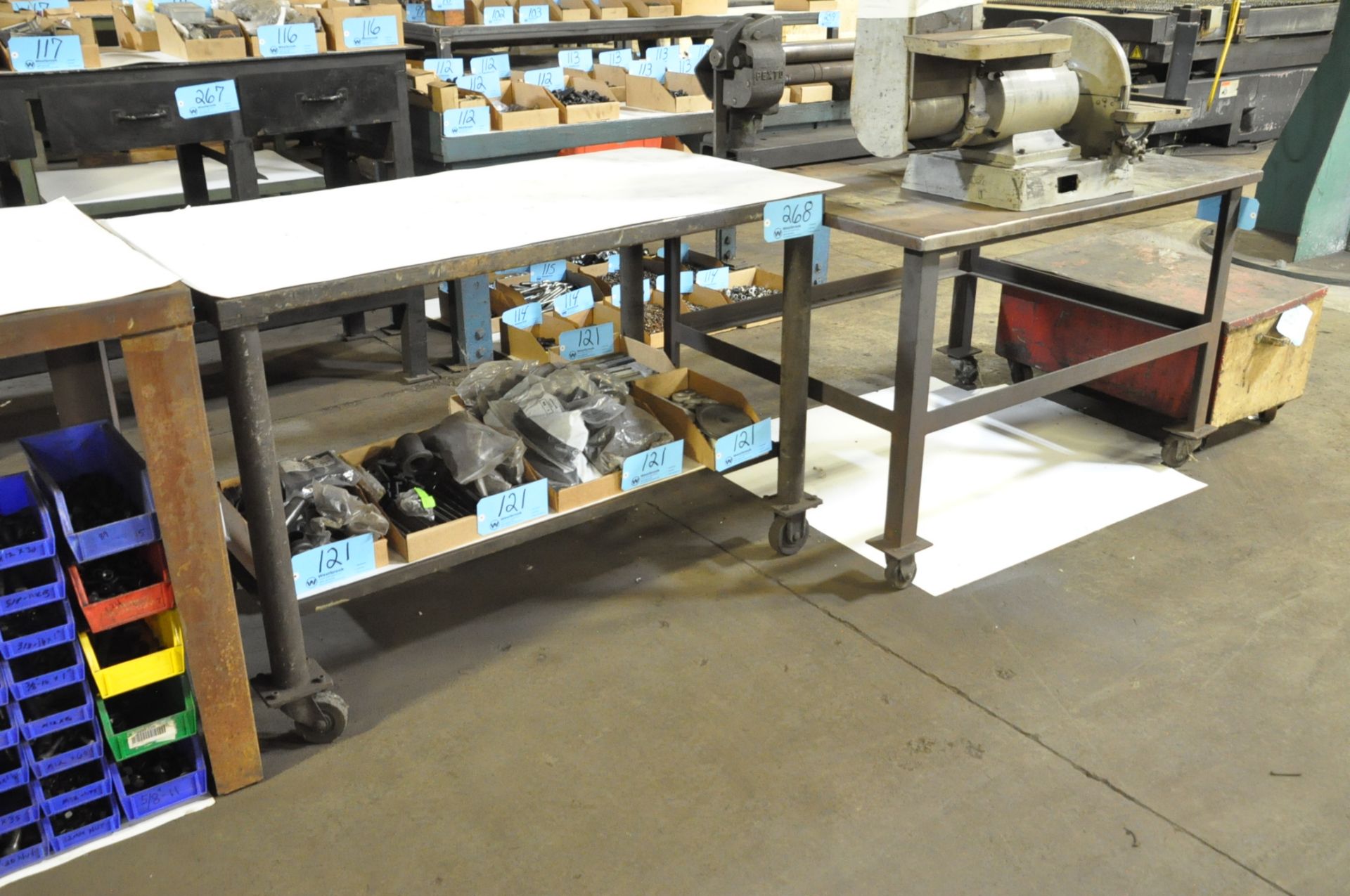 Lot- (2) 48"L x 36"W x 31 1/2"H and 51"L x 27 1/2"W x 33"H Portable Steel Work Tables - Image 2 of 2