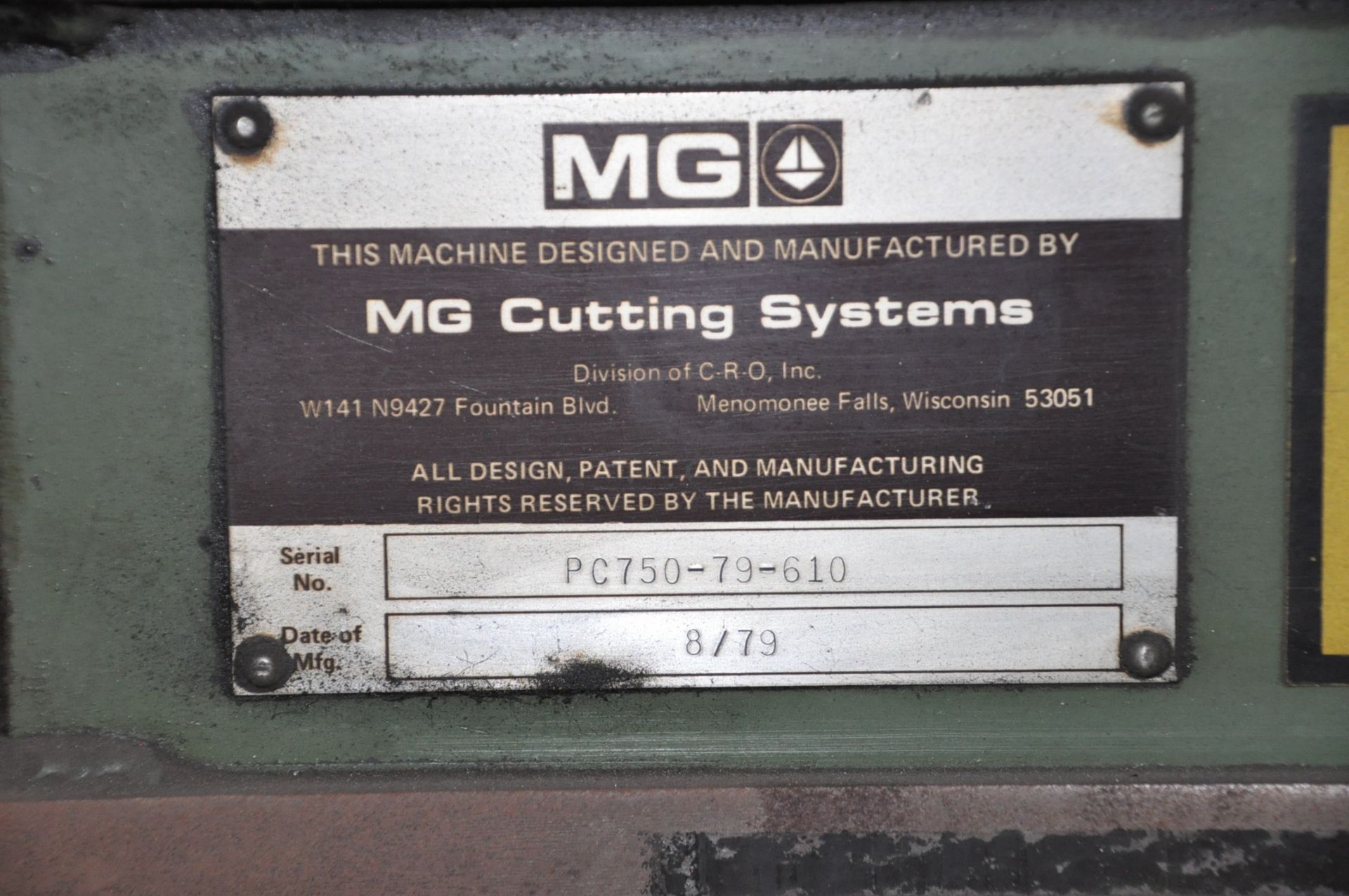 MG MODEL P/C 750 Electric Eye Burning Machine - Image 9 of 9