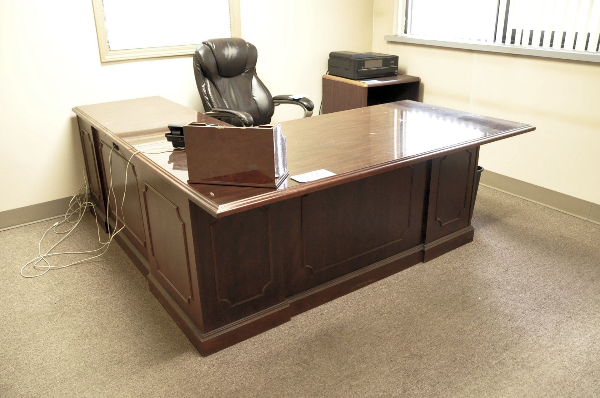 Lot-2-Piece L-Shaped Desk with Stand, 3-Drawer Lateral File Cabinet, Etc.