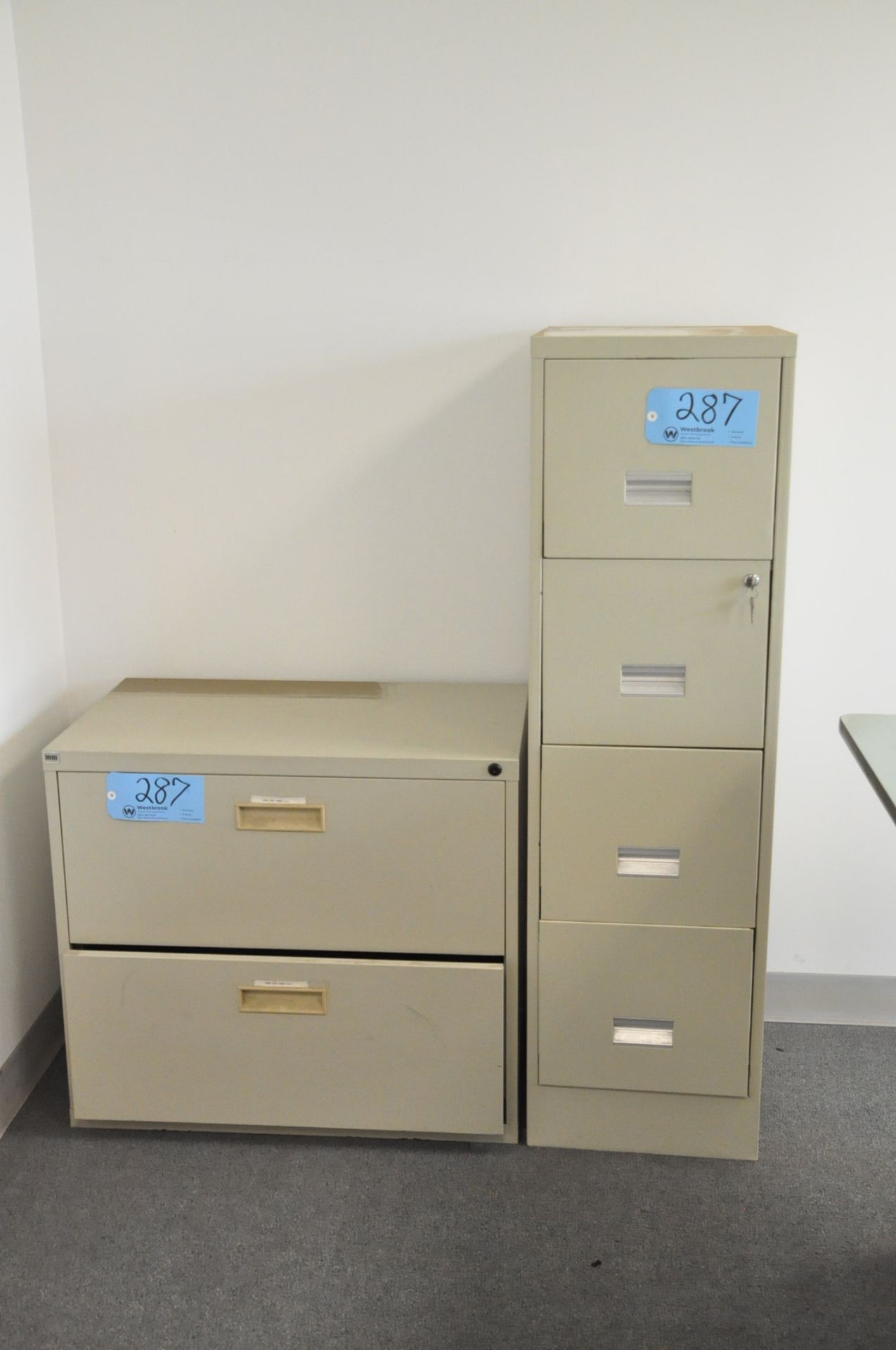 Lot-Desk with 2-Drawer Lateral File Cabinet 4-Drawer Vertical File Cabinet in (1) Office - Image 2 of 3