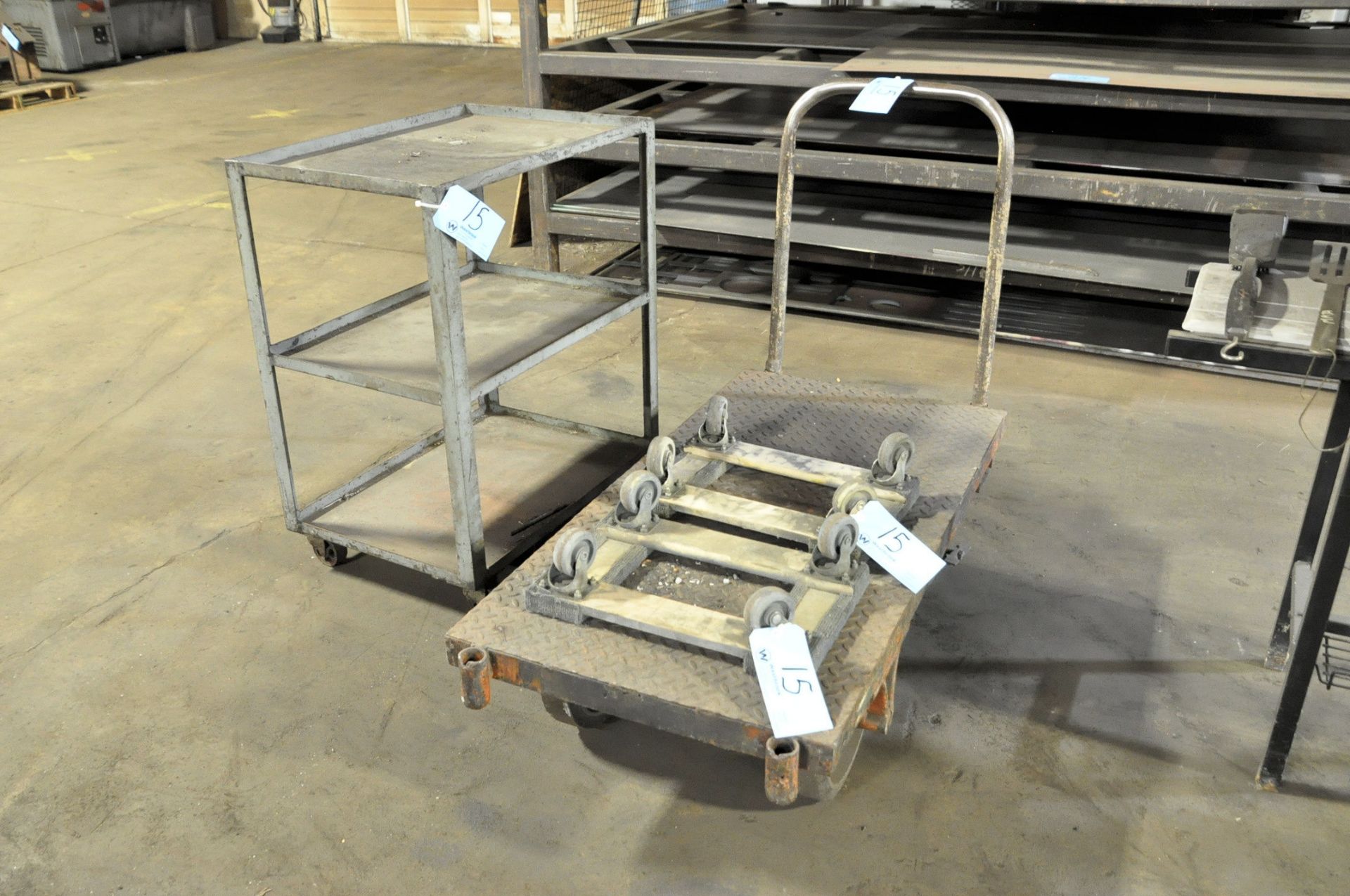 Lot-(2) 4-Wheel Shop Carts with (2) 4-Wheel Furniture Dollies