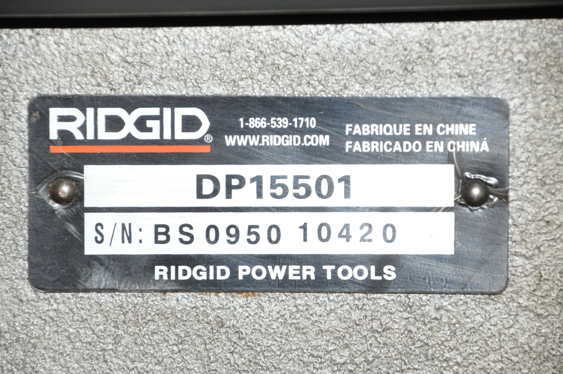 Ridgid Model DP15501, 15" Floor Standing Variable Speed Drill Press, 12"x12" Work Surface, (Bldg 2) - Image 4 of 4