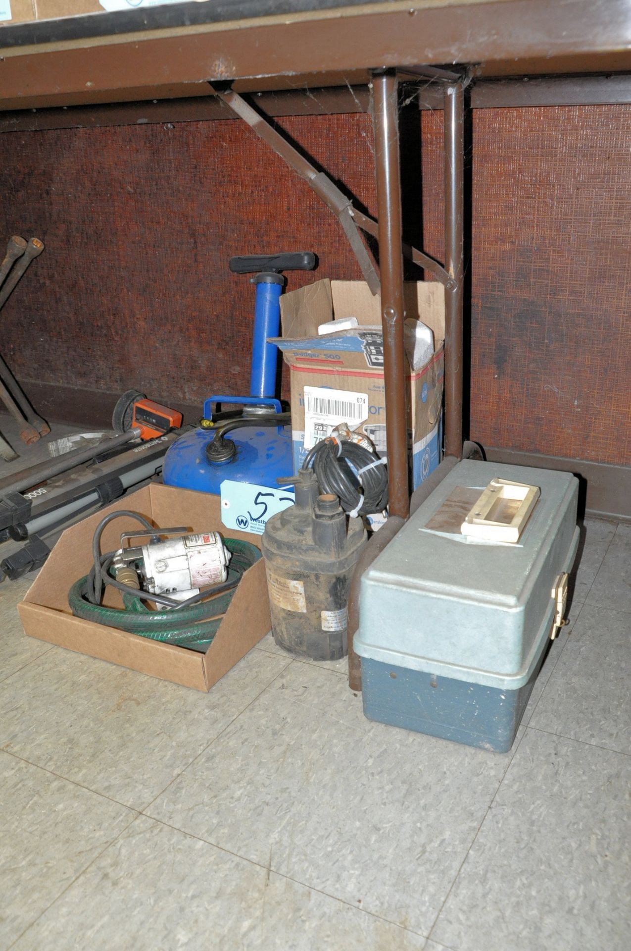 Lot-(1) Vacuum System, (2) Pumps, (1) Garbage Disposal and (1) Tackle Box