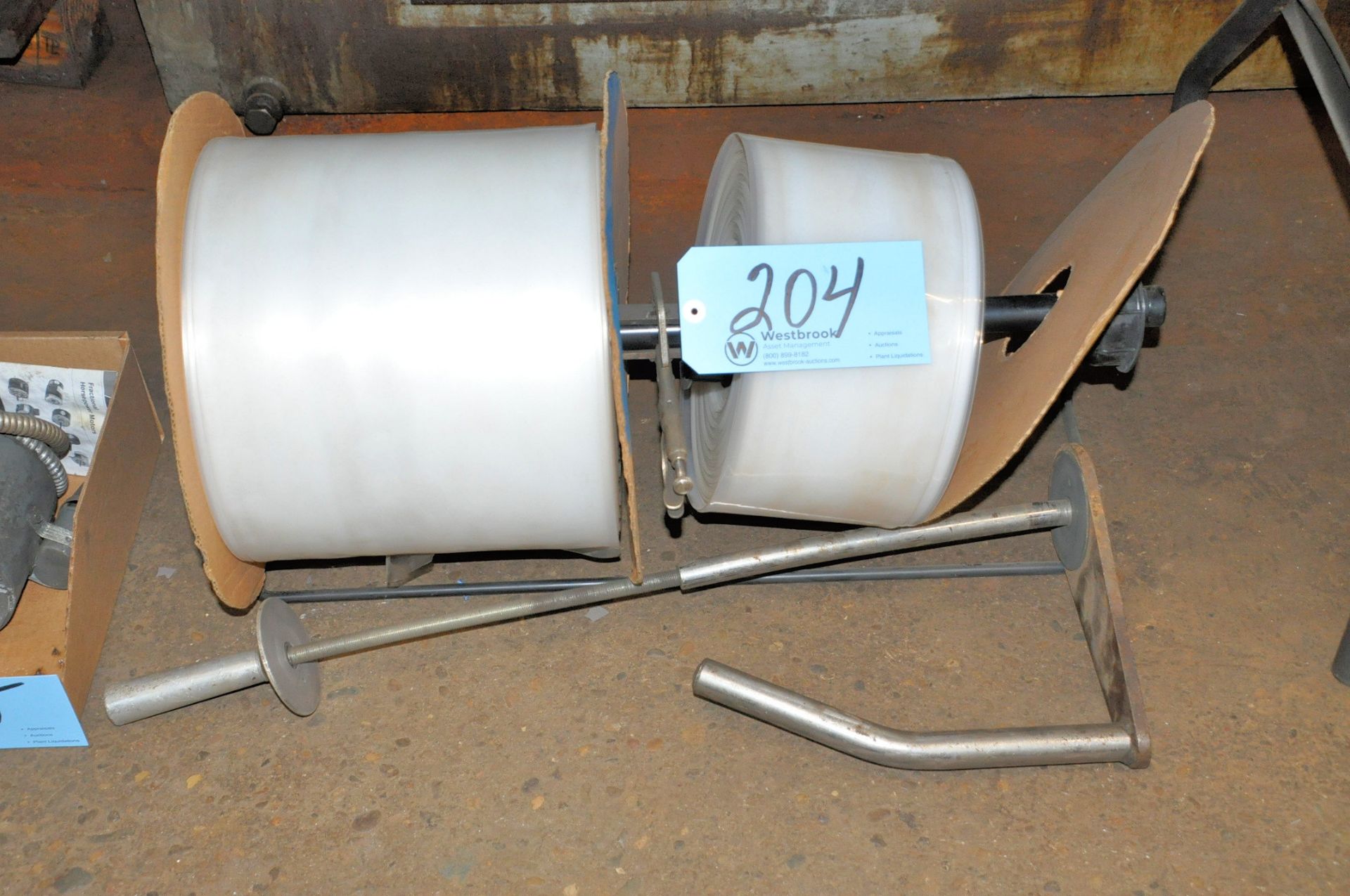 Lot-(1) Roll 6" and (1) Roll 10" Poly Tubing with Dispenser Stand and Stretch Wrap Handle