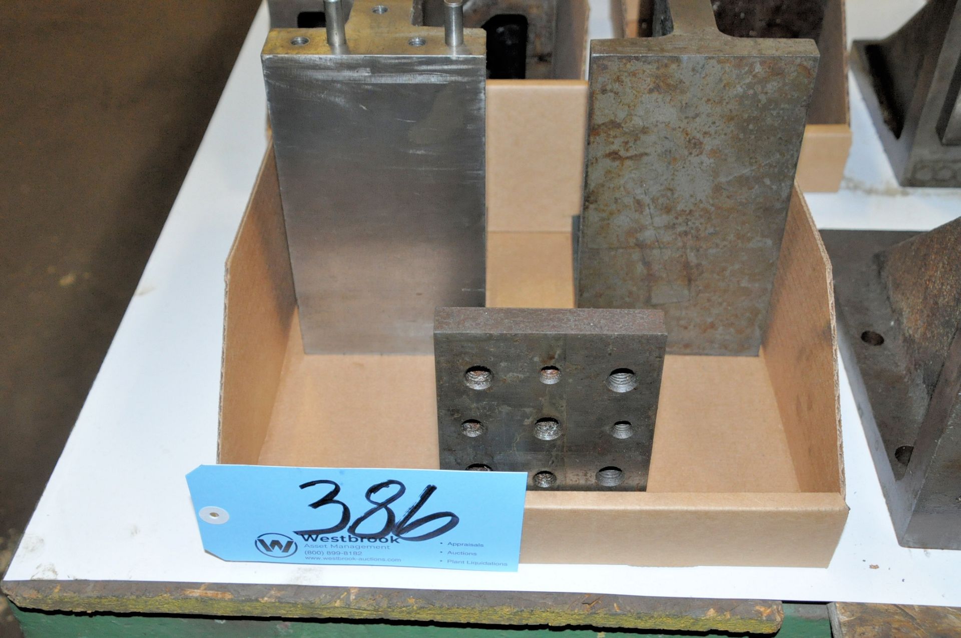 Lot-(2) 4 1/2" x 8" x 5" and (1) 4" x 6" x 4 1/2" Angle Plates in (1) Box