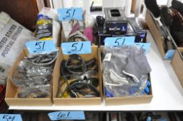 Lot-Safety Glasses, Gloves, Dust Masks, Nitrile Examination Gloves and Mop Head in (6) Boxes