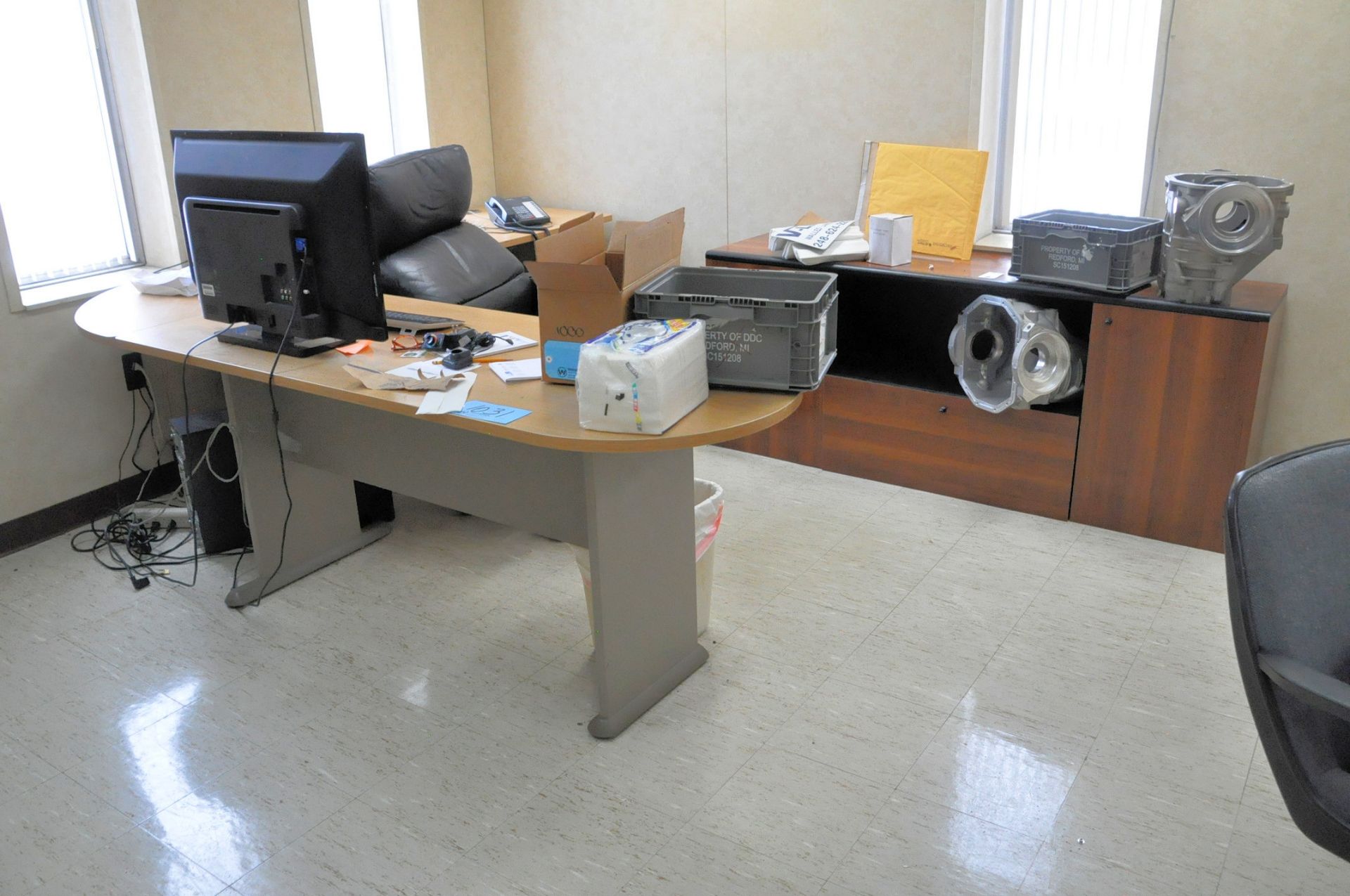 Lot-Desk, Chair and Credenza, Lateral File Cabinet