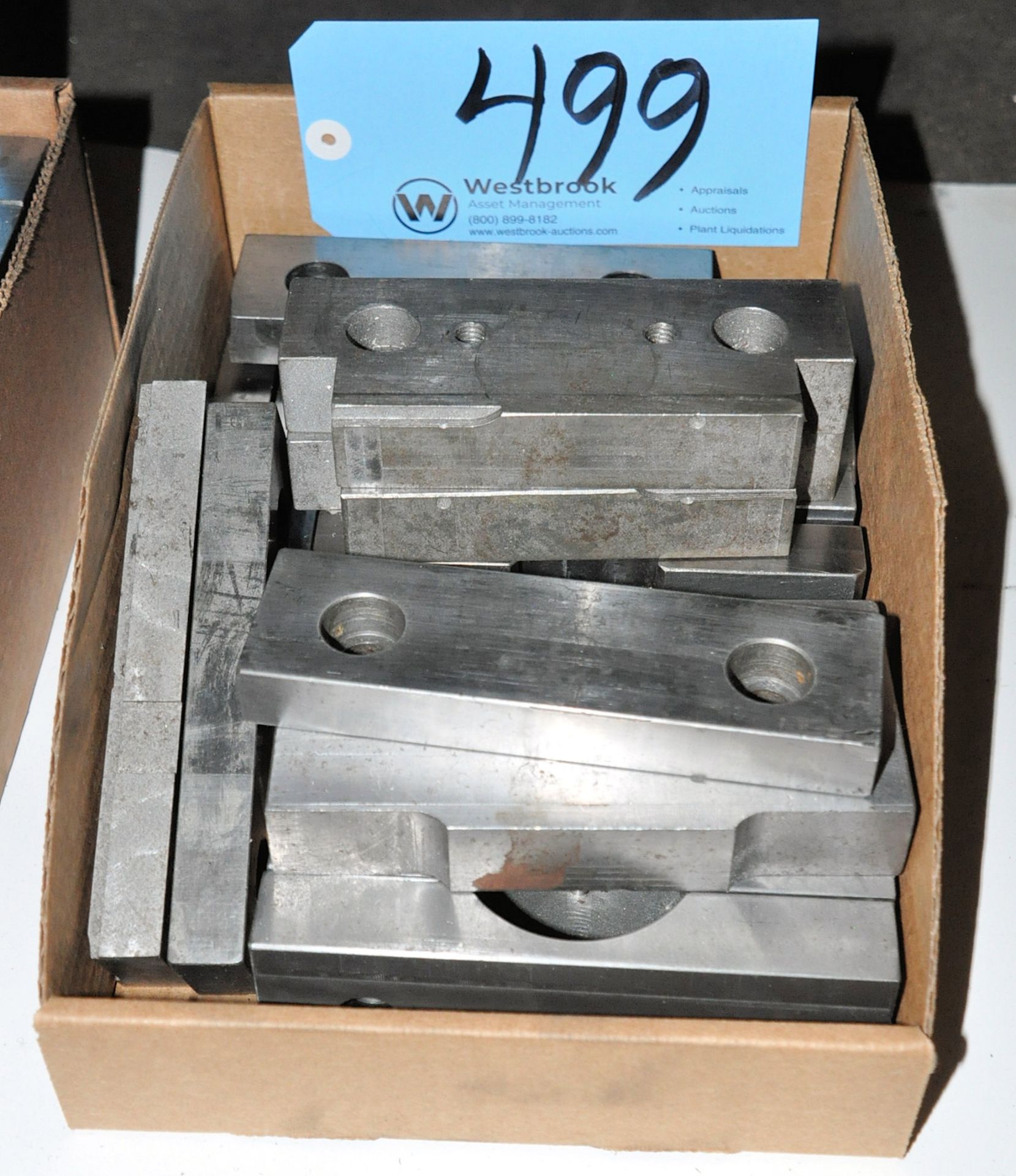 Lot-Various Machine Vise Jaws in (1) Box Under (1) Bench