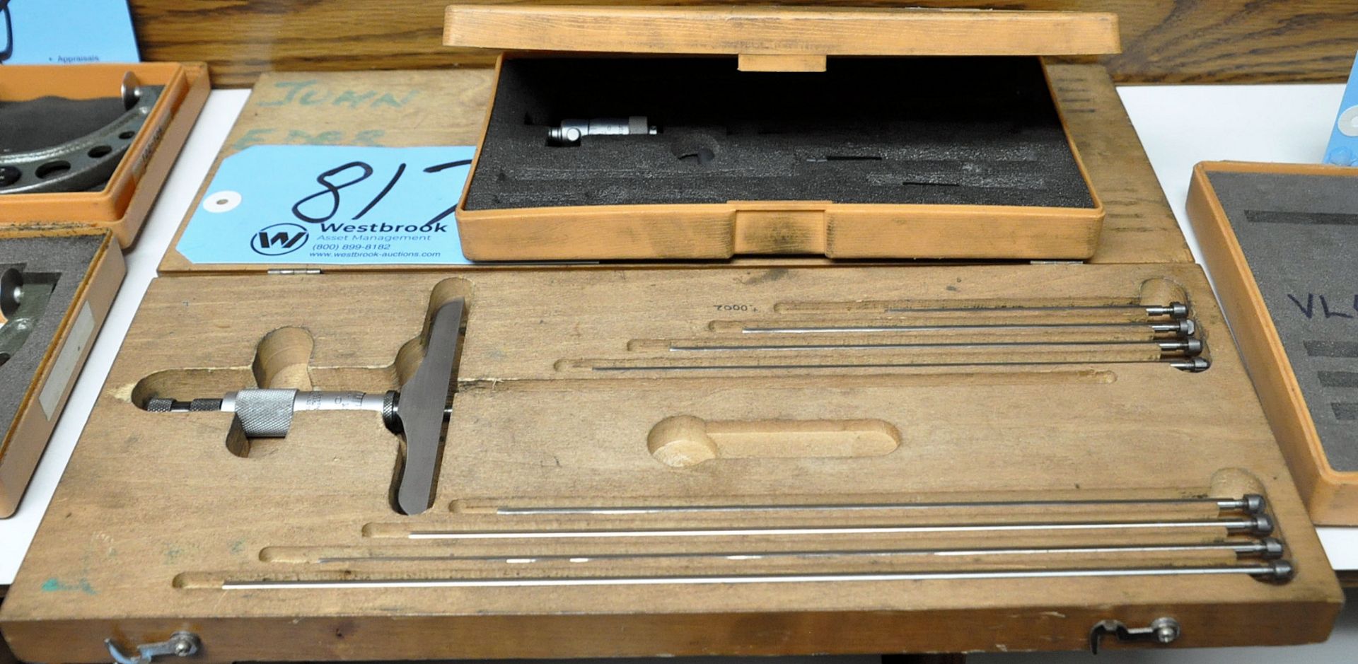 Lot-(1) Starrett, (1) Mitutoyo and (1) No Name Depth Micrometer Sets with Cases - Image 3 of 4
