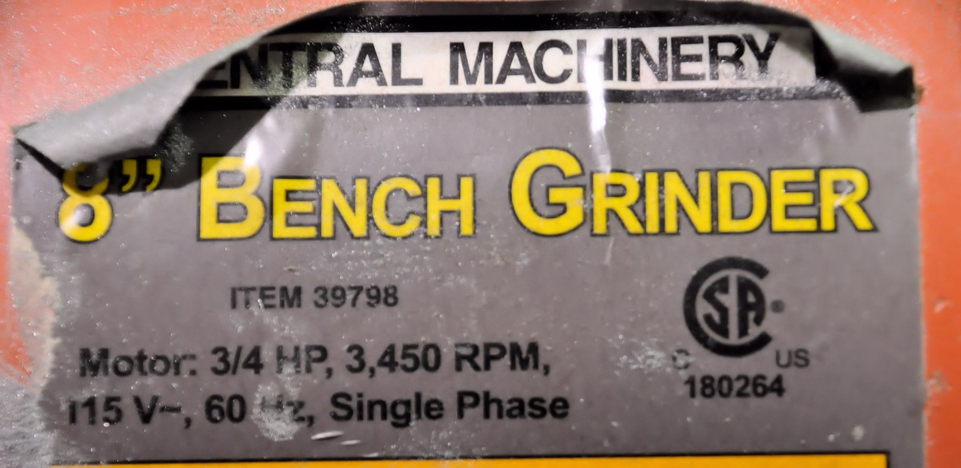 Central Machinery 8" Double End Bench Top Grinder, with Stand, 1-PH - Image 3 of 3