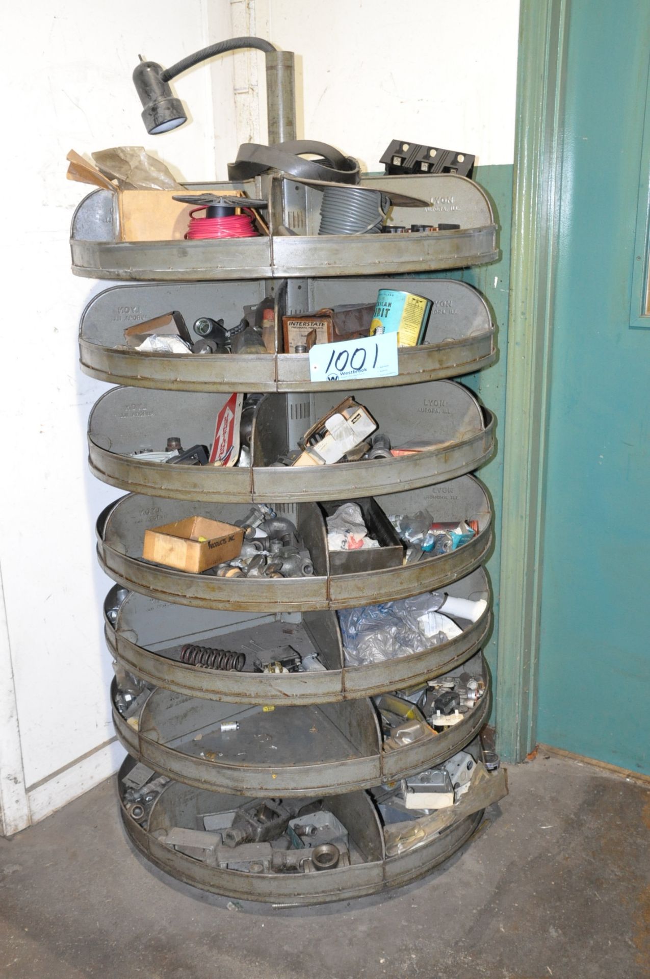 Lot-(2) Portable Parts Bin Racks with Heli-Coil Parts, Bolts, Etc.