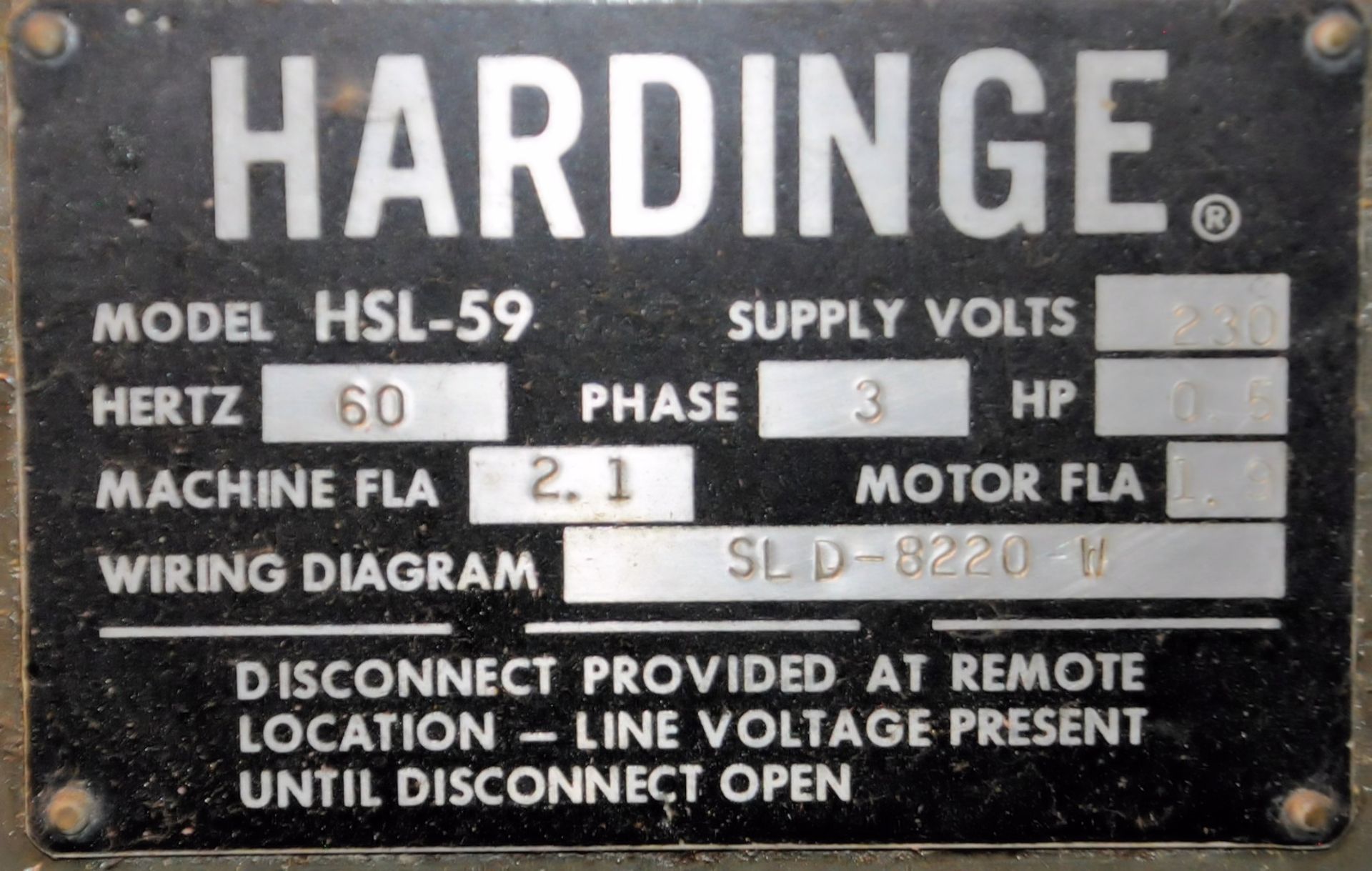 Hardinge Model HSL-59, Super Precision Bench Lathe, Cabinet Base, 3-PH - Image 5 of 5