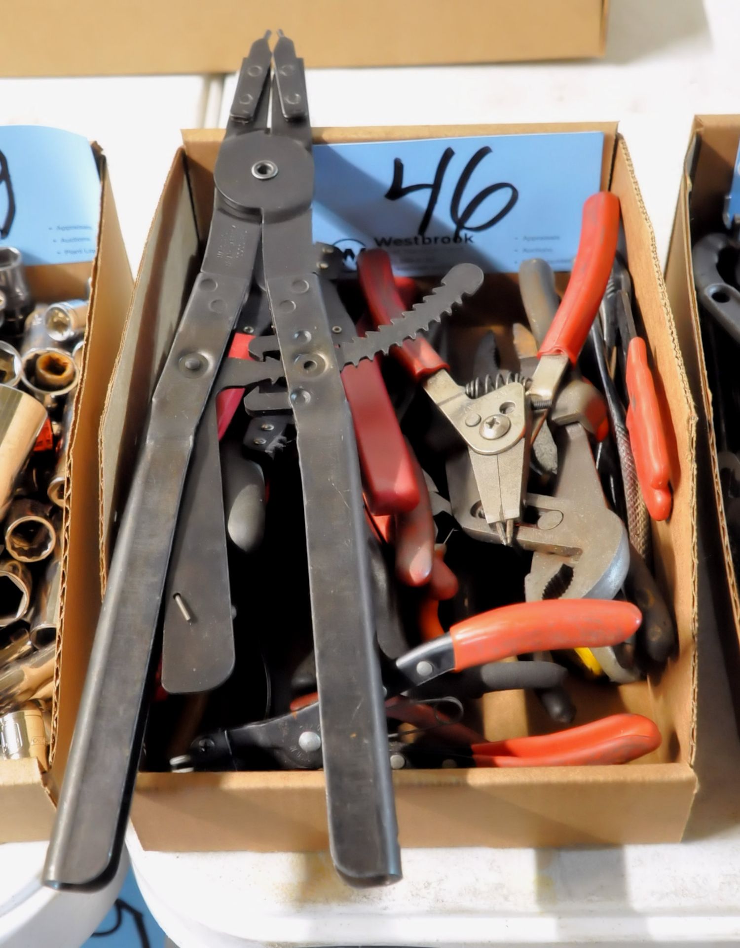 Lot-Various Pliers, Snap Ring Pliers, Strippers, etc. in (1) Box