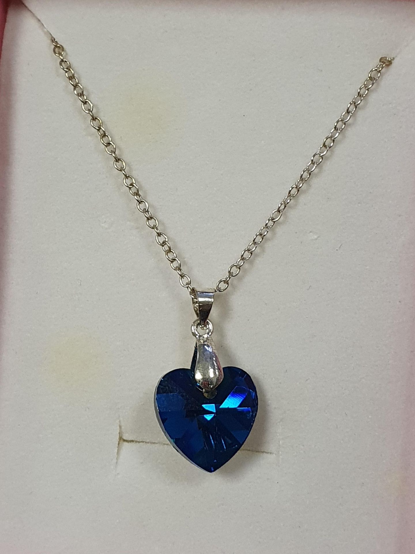 Blue heart 925 sterling silver pendant on chain