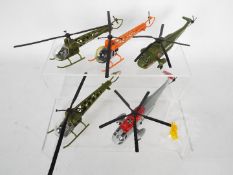 Dinky Toys - A fleet of five unboxed later issue Dinky Toys diecast model helicopters .