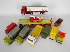 Dinky Toys - A fleet of 11 unboxed later issue Dinky Toys diecast commercial vehicles.