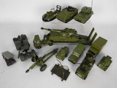 Dinky Toys - A battalion of 13 unboxed later issue Dinky Toys military vehicles and equipment.