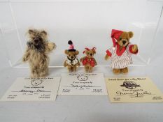 World Of Miniature Bears - 4 x limited edition jointed mohair bears, Jack # 677 is by Marie Fuertes,