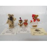 World Of Miniature Bears - 4 x limited edition jointed mohair bears, Jack # 677 is by Marie Fuertes,