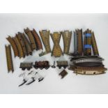 Bing - A box of loose Miniature 1920s 00 gauge Table Railway items.