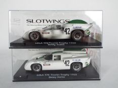 Slotwings - 2 x boxed Lola T70 models of the same car,