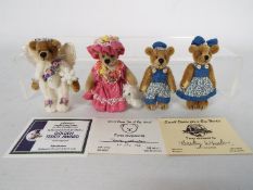 World Of Miniature Bears - 4 x Becky Wheeler jointed 7 cm tall bears,