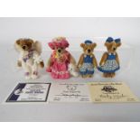 World Of Miniature Bears - 4 x Becky Wheeler jointed 7 cm tall bears,