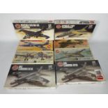 Airfix - Eight boxed vintage 1:72 scale military aircraft plastic model kits by Airfix.